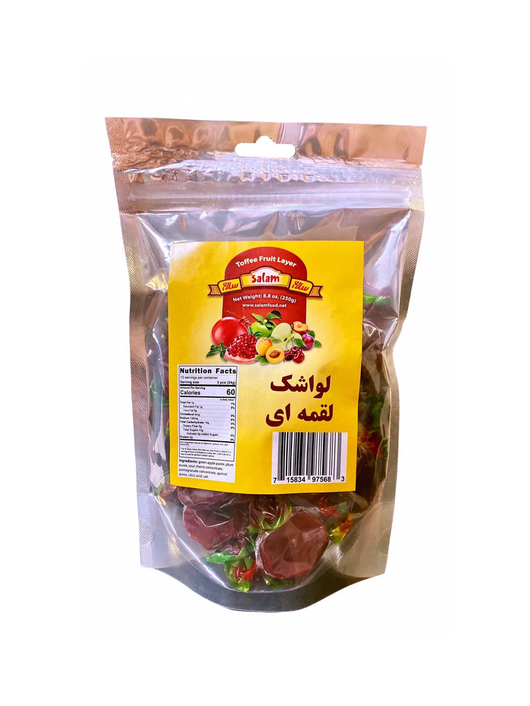 Bite Size Toffee Fruit Layer Salam - 8.8 Oz ( Lavashak Loghmeh ) - Fruit Leather - Kalamala - Salam